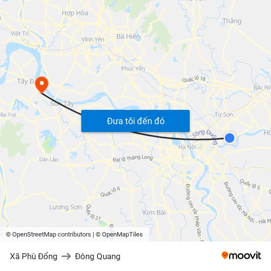 Xã Phù Đổng to Đông Quang map