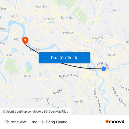 Phường Việt Hưng to Đông Quang map