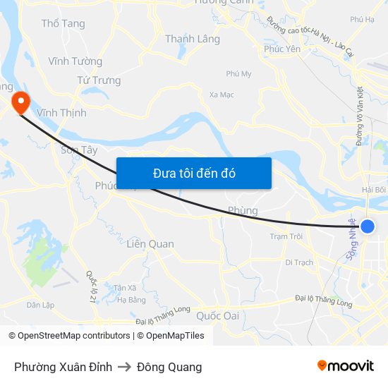 Phường Xuân Đỉnh to Đông Quang map