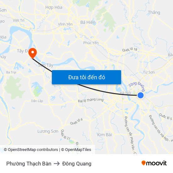 Phường Thạch Bàn to Đông Quang map