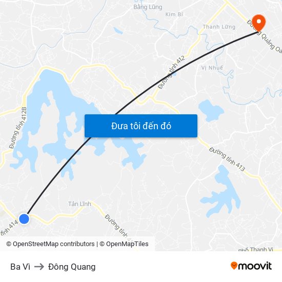 Ba Vì to Đông Quang map