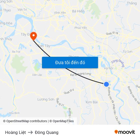 Hoàng Liệt to Đông Quang map