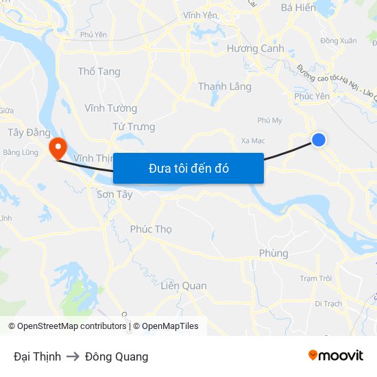 Đại Thịnh to Đông Quang map