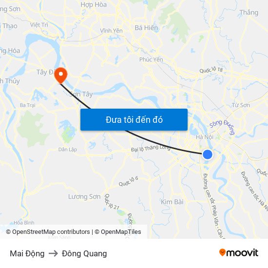 Mai Động to Đông Quang map