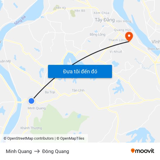 Minh Quang to Đông Quang map
