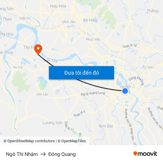 Ngô Thì Nhậm to Đông Quang map