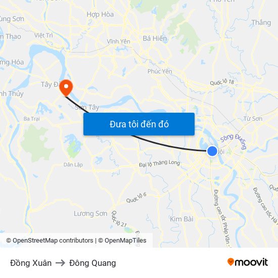 Đồng Xuân to Đông Quang map