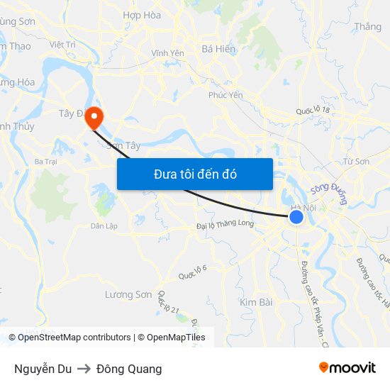 Nguyễn Du to Đông Quang map