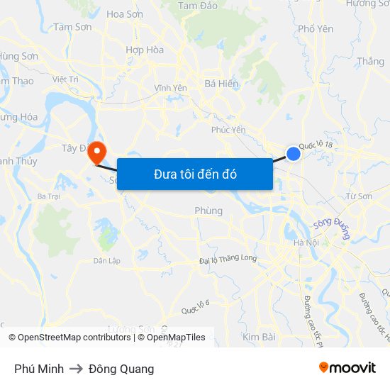 Phú Minh to Đông Quang map