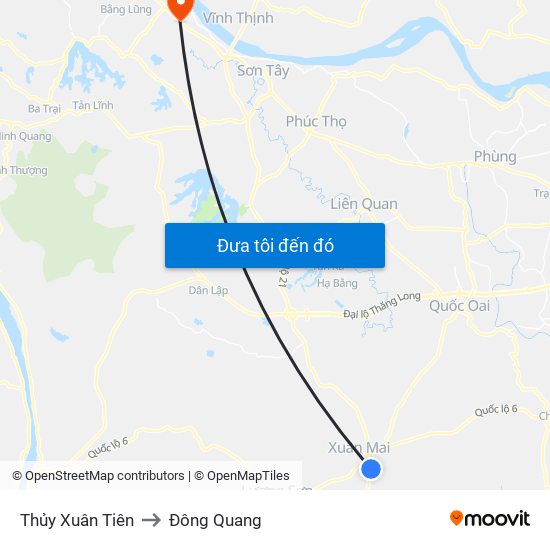 Thủy Xuân Tiên to Đông Quang map