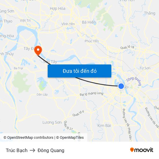 Trúc Bạch to Đông Quang map