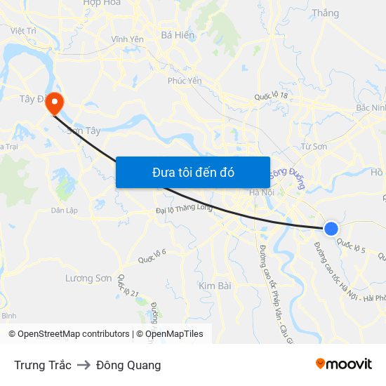 Trưng Trắc to Đông Quang map