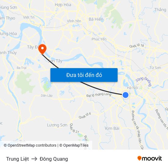 Trung Liệt to Đông Quang map