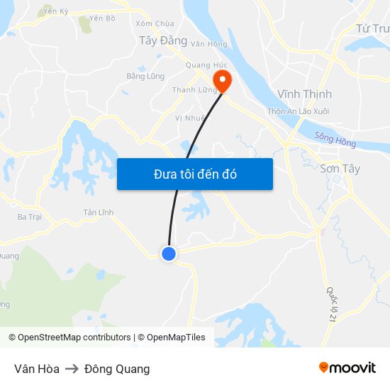 Vân Hòa to Đông Quang map
