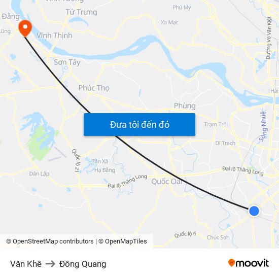 Văn Khê to Đông Quang map