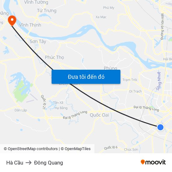 Hà Cầu to Đông Quang map