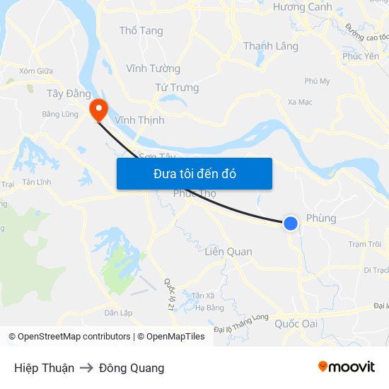 Hiệp Thuận to Đông Quang map
