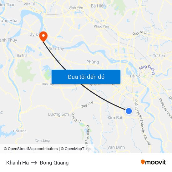 Khánh Hà to Đông Quang map