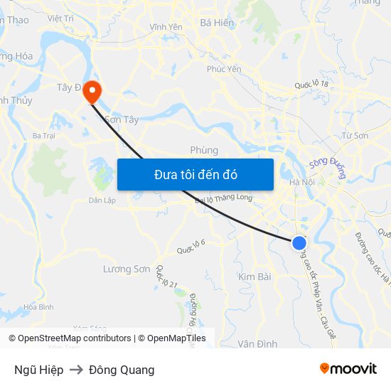 Ngũ Hiệp to Đông Quang map