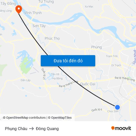 Phụng Châu to Đông Quang map