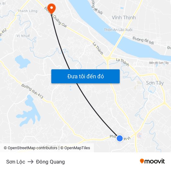 Sơn Lộc to Đông Quang map