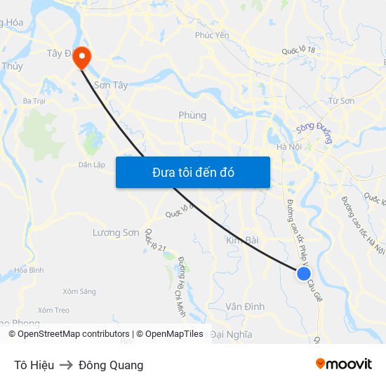 Tô Hiệu to Đông Quang map