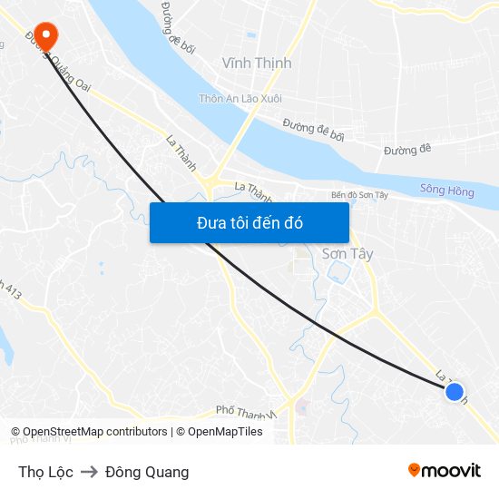 Thọ Lộc to Đông Quang map
