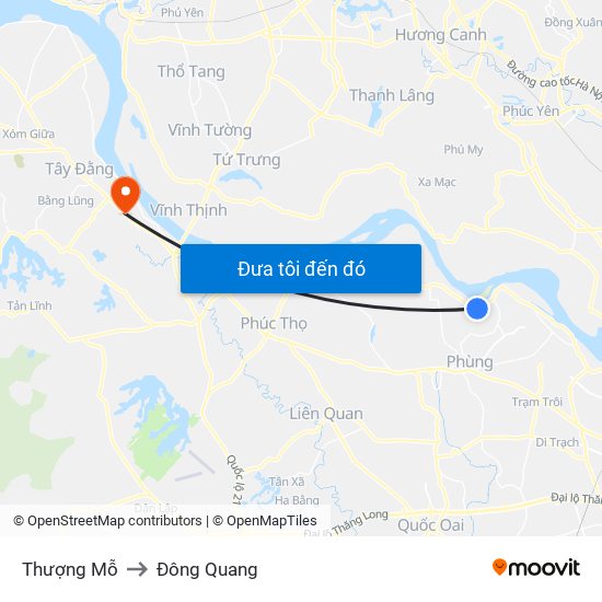 Thượng Mỗ to Đông Quang map