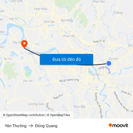 Yên Thường to Đông Quang map
