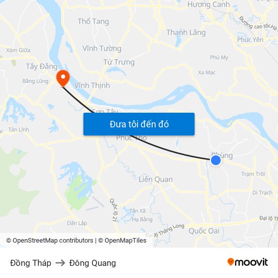 Đồng Tháp to Đông Quang map