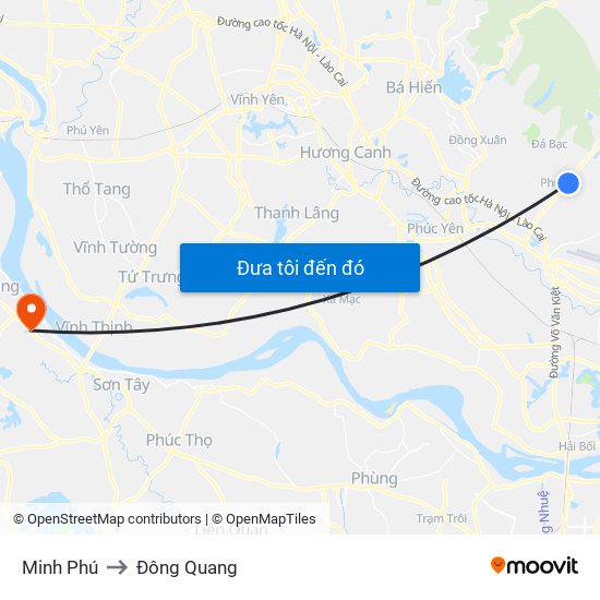 Minh Phú to Đông Quang map