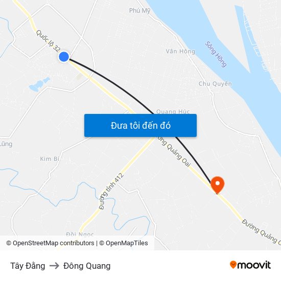 Tây Đằng to Đông Quang map