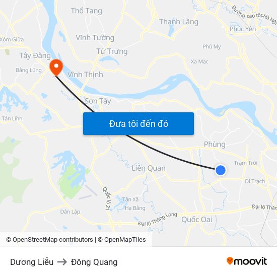 Dương Liễu to Đông Quang map