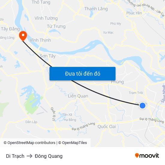Di Trạch to Đông Quang map