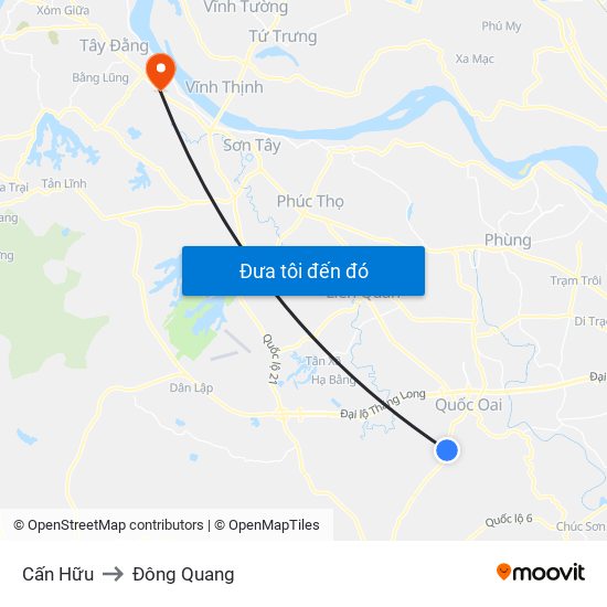 Cấn Hữu to Đông Quang map