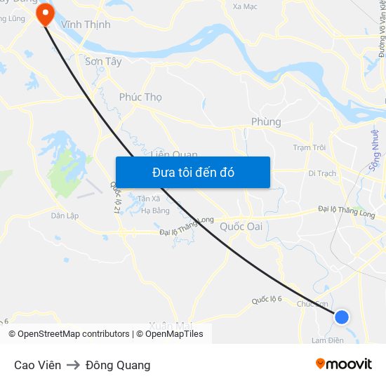 Cao Viên to Đông Quang map