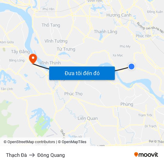 Thạch Đà to Đông Quang map