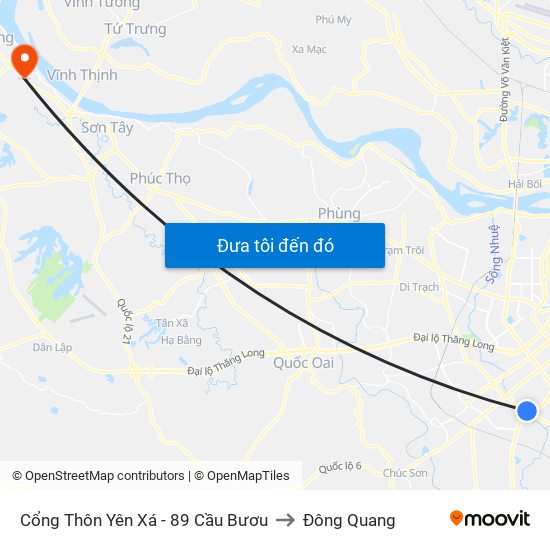 Cổng Thôn Yên Xá - 89 Cầu Bươu to Đông Quang map