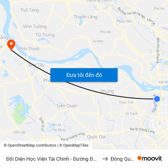 Đối Diện Học Viện Tài Chính - Đường Đức Thắng to Đông Quang map