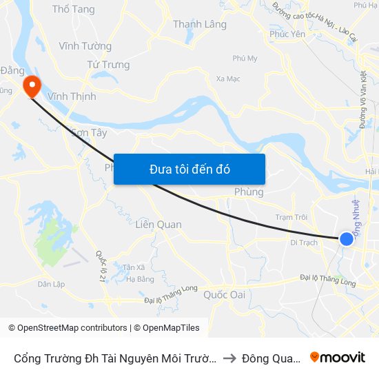 Cổng Trường Đh Tài Nguyên Môi Trường to Đông Quang map