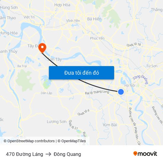 470 Đường Láng to Đông Quang map