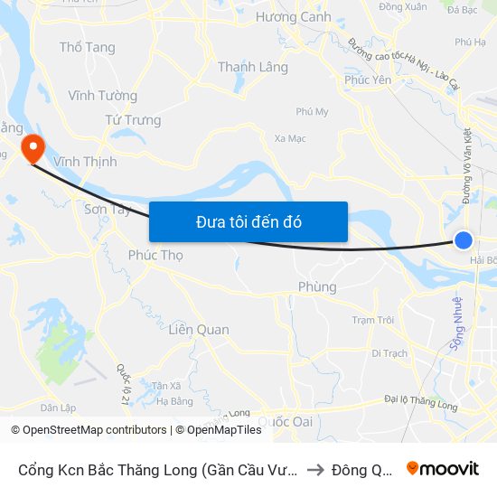 Cổng Kcn Bắc Thăng Long (Gần Cầu Vượt Bộ Hành) to Đông Quang map
