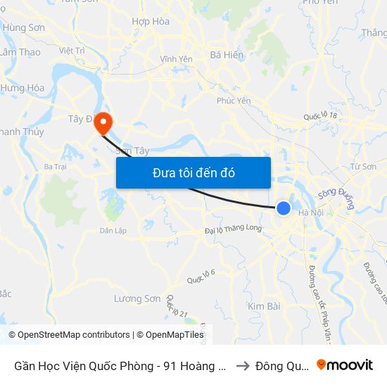 Gần Học Viện Quốc Phòng - 91 Hoàng Quốc Việt to Đông Quang map