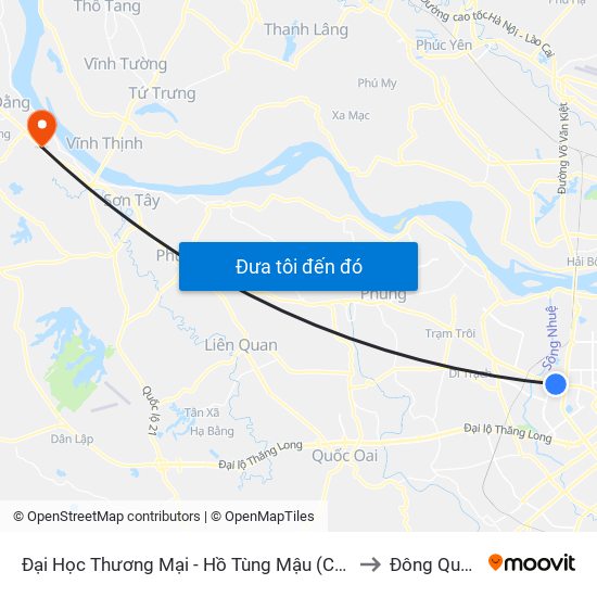 Đại Học Thương Mại - Hồ Tùng Mậu (Cột Sau) to Đông Quang map
