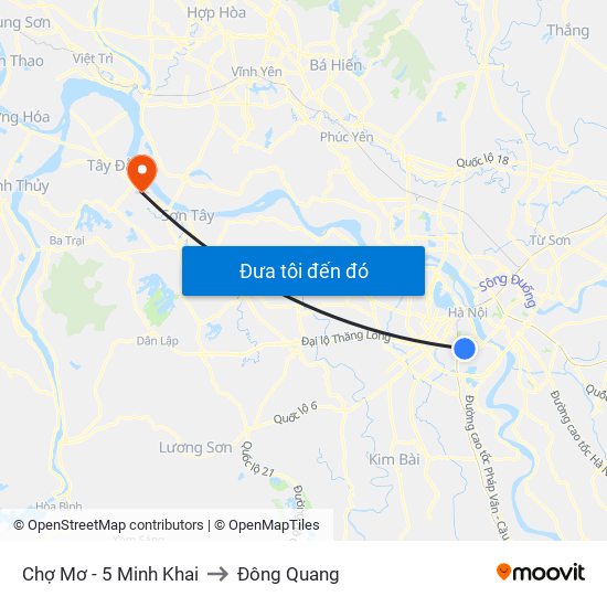 Chợ Mơ - 5 Minh Khai to Đông Quang map
