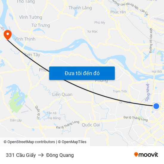 331 Cầu Giấy to Đông Quang map