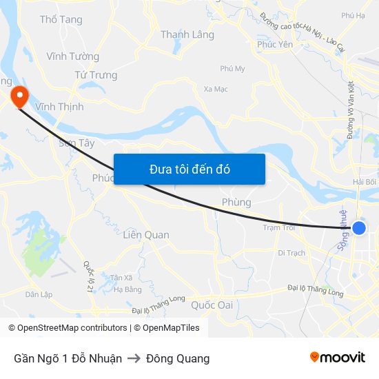 Gần Ngõ 1 Đỗ Nhuận to Đông Quang map