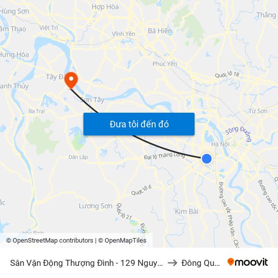 Sân Vận Động Thượng Đình - 129 Nguyễn Trãi to Đông Quang map