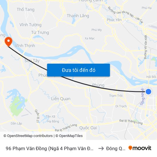 96 Phạm Văn Đồng (Ngã 4 Phạm Văn Đồng - Xuân Đỉnh) to Đông Quang map