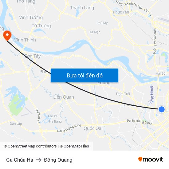 Ga Chùa Hà to Đông Quang map